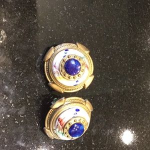 Patrice vintage clip on earrings Lapis and multi color stone